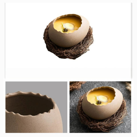 Three Life Eggshell Ceramic Bowl | Handcrafted Stoneware Dessert Bowl Set