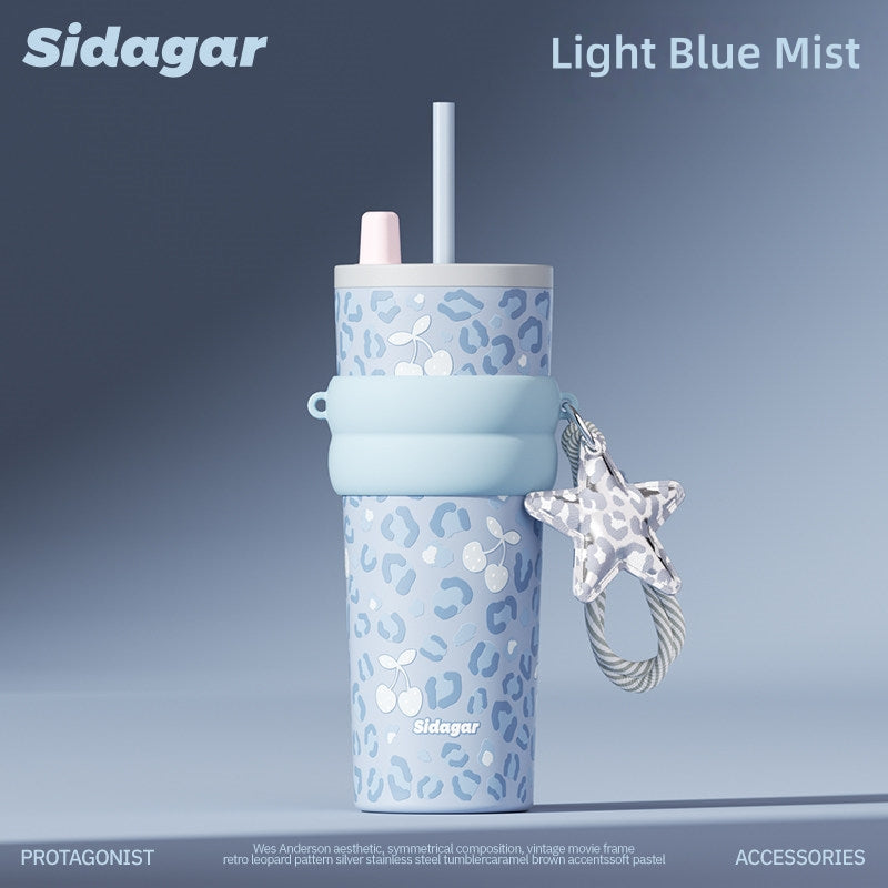 Sidagar Aurora Leopard 710ml Ceramic-Lined Straw Tumbler