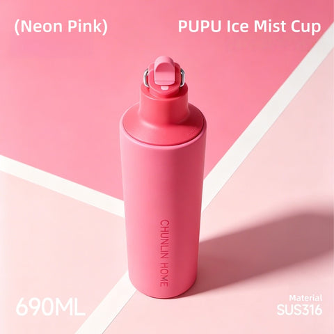 Chunlin 690ml Ice Mist Sports Bottle with Spray Lid