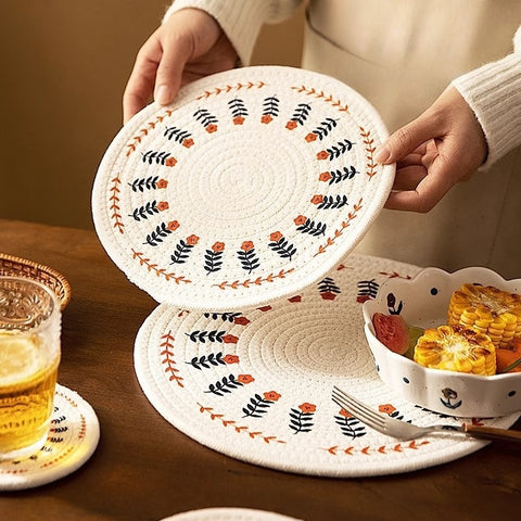 Eco-friendly washable kitchen coasters with reinforced stitching