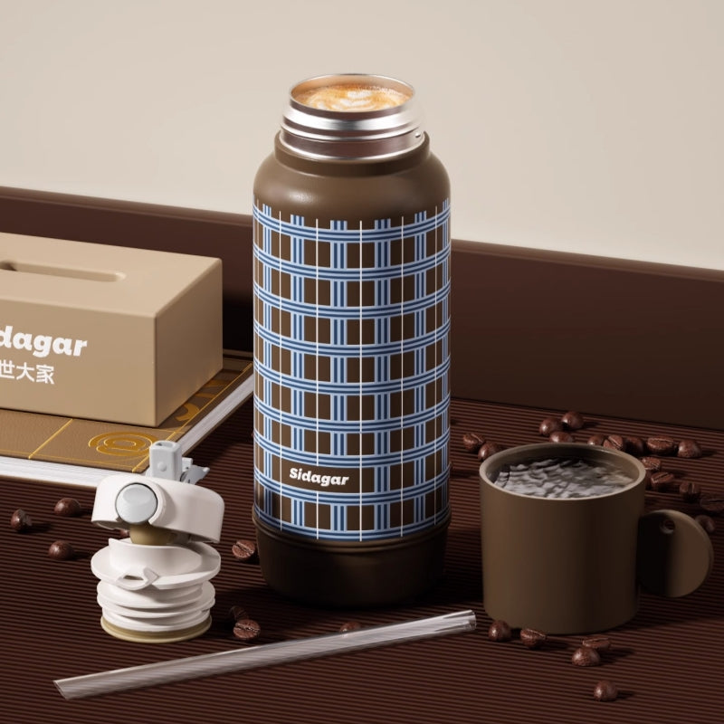 Sidagar Grand Artist Series Thermos Cup - 750ml Vintage Aesthetic Stainless Steel Insulated Tumbler with Straw, Portable & Leak-Proof