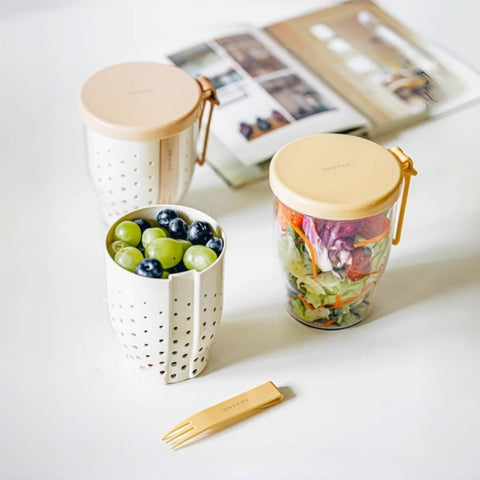 Portable Double-Layer Fruit Cup with Fork