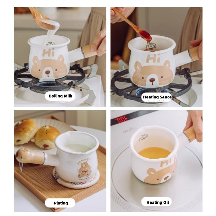 Shueho Bear Enamel Milk Pan