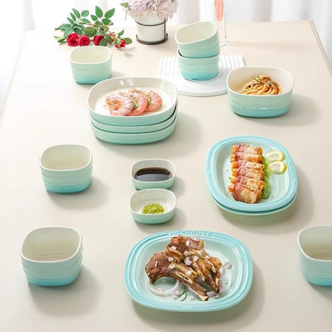MOCAROSE Square Flame Porcelain Dinnerware Set 