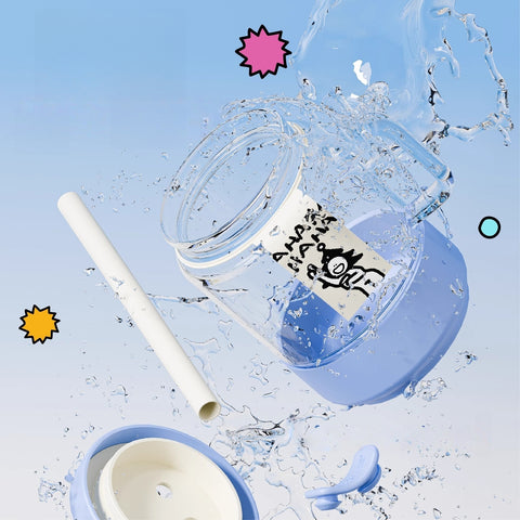 800ml water bottle features: DIY stickers, large capacity, dual lids