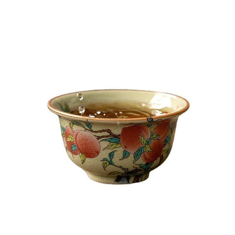 Hand-Painted Peach Blossom Tea Cup - Classic Jiutao Design