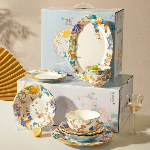 MOSE Oriental Ceramic Dinnerware Collection – 3 Series (Hundred Flowers Scroll, Man Ting Fang, Flower Encounter)