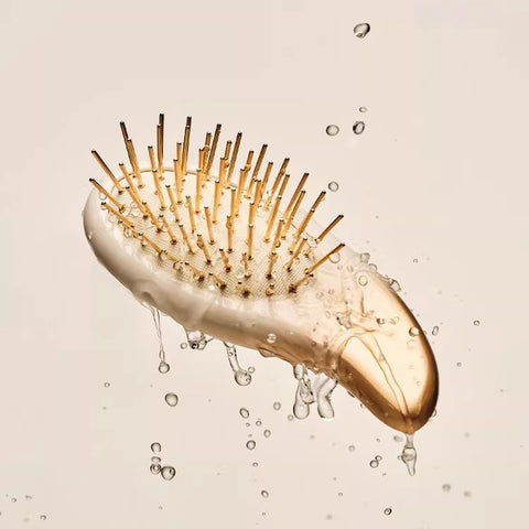 Kramel AURIKAT Pea 24K Gold Plated Comb | Luxury Scalp Massager & Detangling Hair Brush for Women