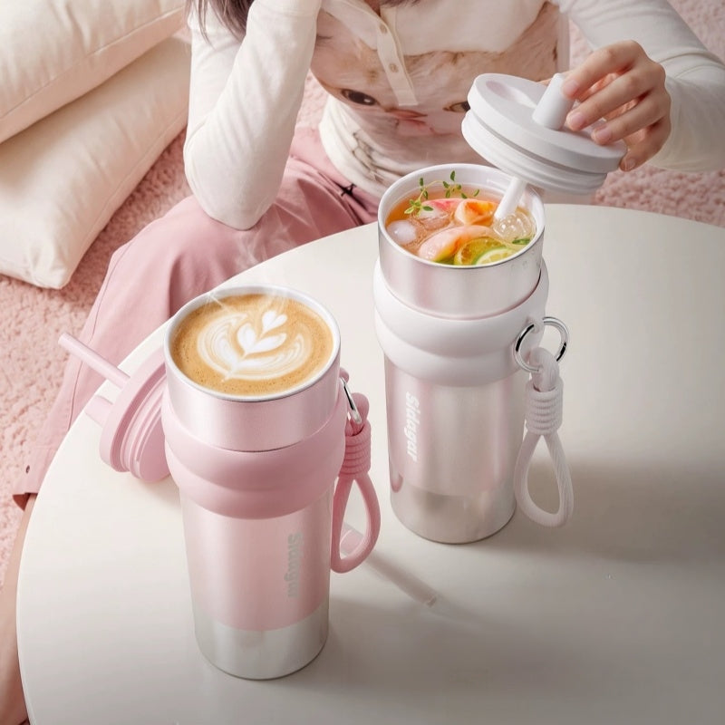 Sidagar 710ml Ceramic-Lined Insulated Tumbler with Straw