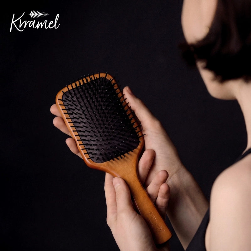 KRRAMEL Maple Wood Cushion Hair Brush Gift Set