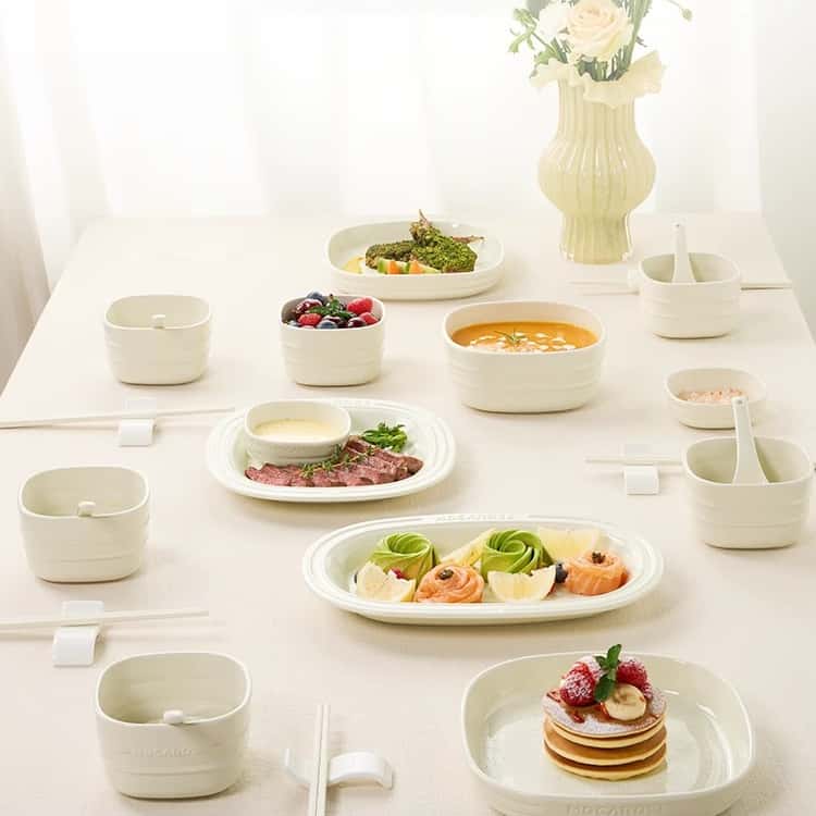 MOCAROSE Square Stoneware Dinnerware Cream White