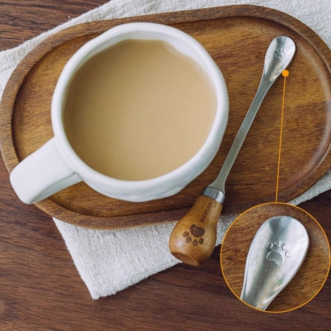 Kexiaobear Standable Mixing Spoon - Stainless Steel with Wooden Handle, Bear Claw Design, Safe for Kids & Cooking