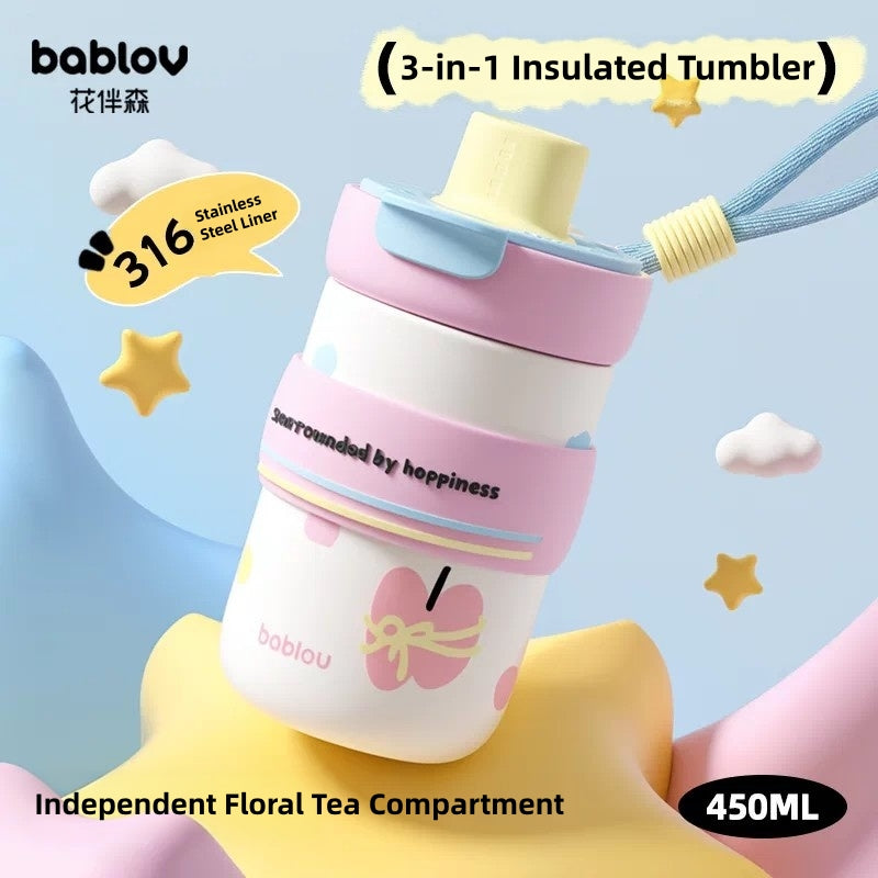 BABLOV 450ml Insulated Tumbler with Straw