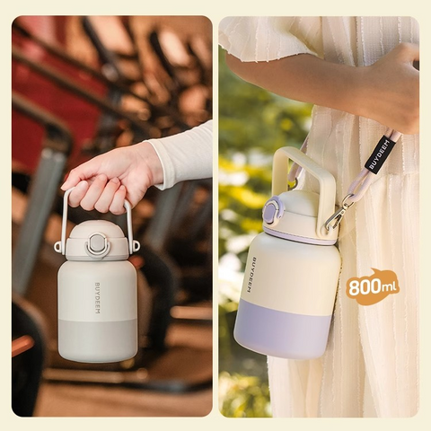 BUYDEEM 12H Stainless Steel Vacuum Insulated Tumbler with Straw