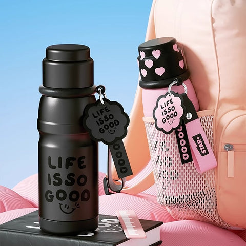 Portable Thermos Bottle with Comfortable Carry Strap