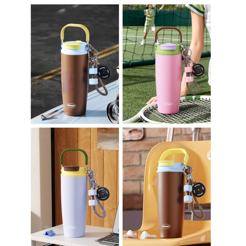 890ml Dazzling Color Stainless Steel Tumbler with Dual-Drink Lid & Textured Grip