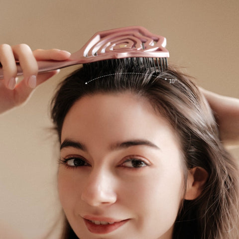 KRRAMEL Rose Gold Luxury Hairbrush: Anti-Static Detangling Brush with Air Cushion for Scalp Massage