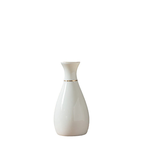 Elegant White Jade Wine Carafe and Vase Series with Gold Accents