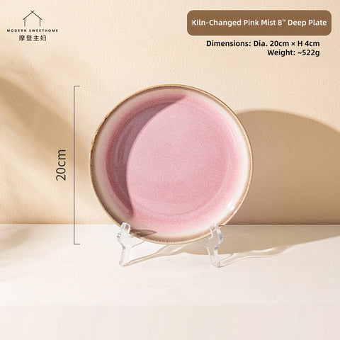 MONAZONE Pink Mist Kiln-Changed Ceramic Dinnerware