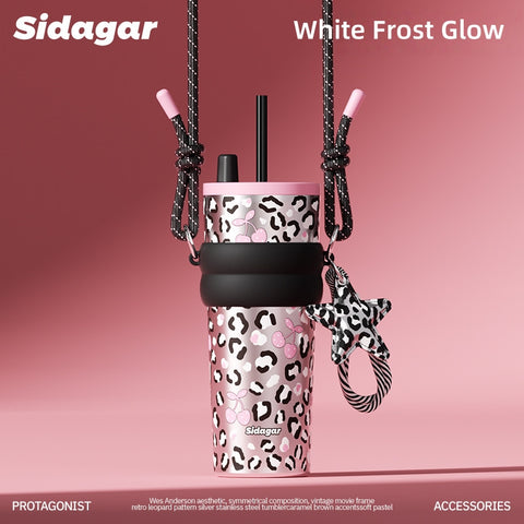 Sidagar Aurora Leopard 710ml Ceramic-Lined Straw Tumbler