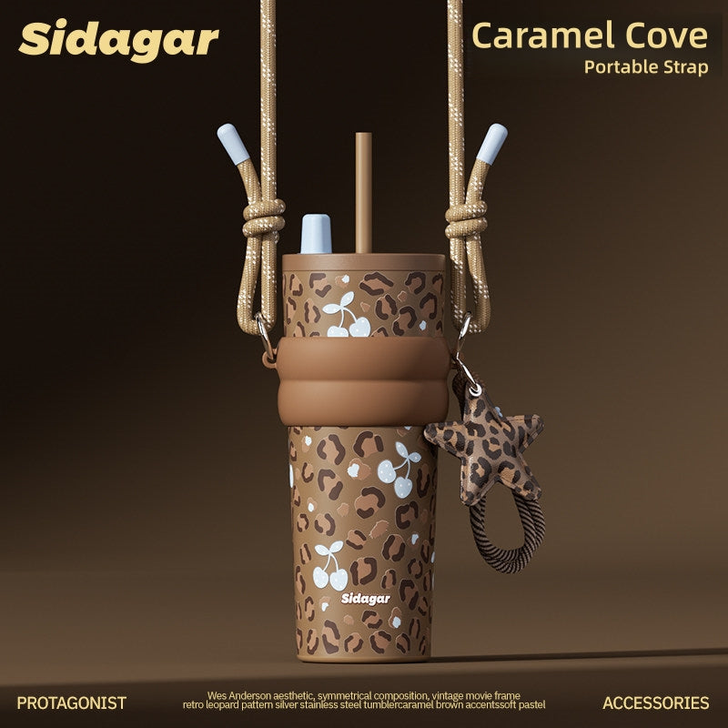 Sidagar Aurora Leopard 710ml Ceramic-Lined Straw Tumbler