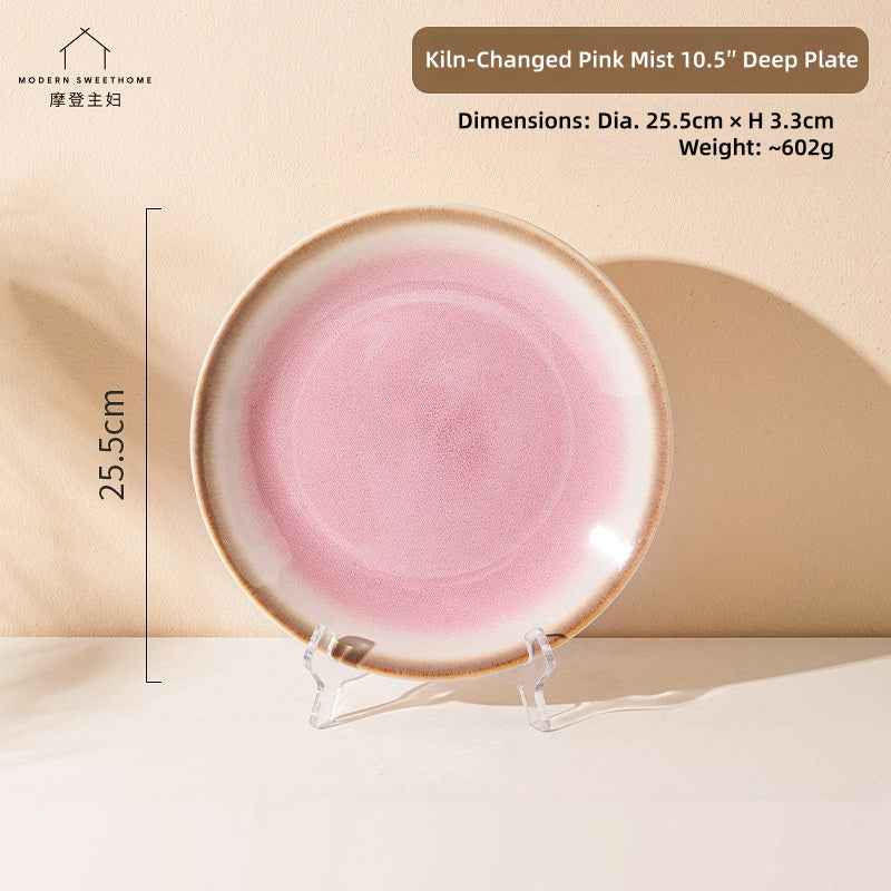 MONAZONE Pink Mist Kiln-Changed Ceramic Dinnerware