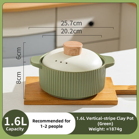 MDZF Sweet Home Softwood Series Casserole – 320°C Heat-Resistant Ceramic Pot with Cork Lid