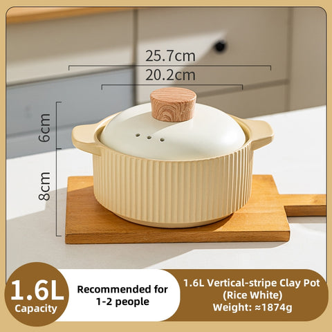 MDZF Sweet Home Softwood Series Casserole – 320°C Heat-Resistant Ceramic Pot with Cork Lid