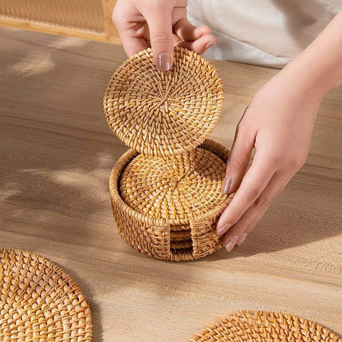 Eco-Friendly Handwoven Insulation Pads – Natural Rattan Heat-Resistant Placemats for Dining Table, Tea Mats, and Hot Pot Holders