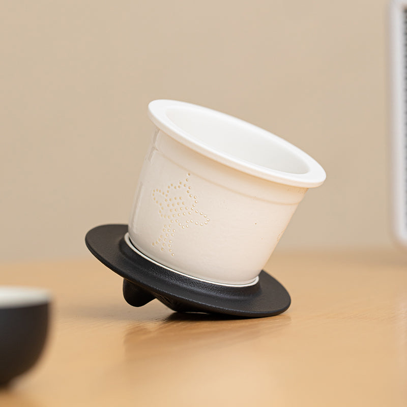 Portable Ceramic Tea Set with Integrated Storage Bag and Tea-Water Separation