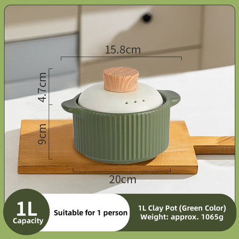 MDZF Sweet Home Softwood Series Casserole – 320°C Heat-Resistant Ceramic Pot with Cork Lid