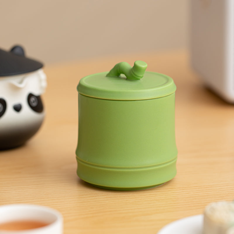 Bei Xia Panda Teapot and Bear Paw Cups Set on Bamboo Tea Tray