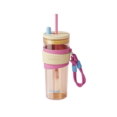Sidagar 710ml Tritan Straw Water Bottle with Carrying Lanyard