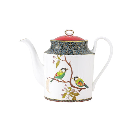 Silver-Eared Mesia Bone China Tea Set – Hand-Painted Embossed Luxury Tea Pot & Cups Set
