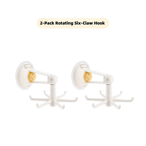 Orange Cat 6-Arm Rotating Hook - 360° Swivel, 3KG Heavy Duty, No Drill Adhesive Mount for Kitchen, Bathroom, Organizer