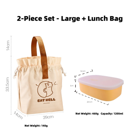 SHUEHO Silicone Bento Box - Leakproof, Microwave & Freezer Safe (-40°C~230°C), 3 Sizes (550ml/750ml/1200ml)