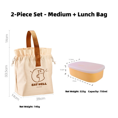 SHUEHO Silicone Bento Box - Leakproof, Microwave & Freezer Safe (-40°C~230°C), 3 Sizes (550ml/750ml/1200ml)