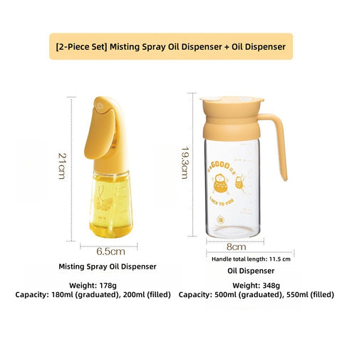 SHUEHO Premium Borosilicate Glass Oil Spray Bottle - 180ml Leak-Proof Kitchen Oil Mister with 1g Precision Control, High-Temperature Resistant & Non-Drip Design