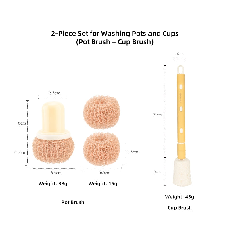 Shueho Fiber Scrubber Brush for Non-Stick Cookware – Gentle, Heat-Resistant, Replaceable Heads | Buy 1 Get 2 Free Refills