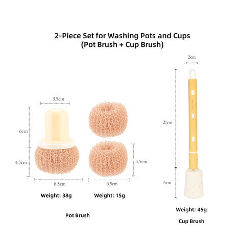 Shueho Fiber Scrubber Brush for Non-Stick Cookware – Gentle, Heat-Resistant, Replaceable Heads | Buy 1 Get 2 Free Refills