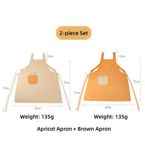 Fat Orange Waterproof Kitchen Apron with Adjustable Cat Embroidery – Soft, Lightweight, and Oil-Resistant for Cooking & Baking (150-180cm)