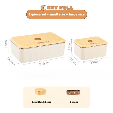 Microwave Safe Stainless Steel Lunch Box with Sauce Dipper - Double Layer Design (600ml/1200ml) | Leakproof | Dishwasher Safe | by EATWELL SHUEHO