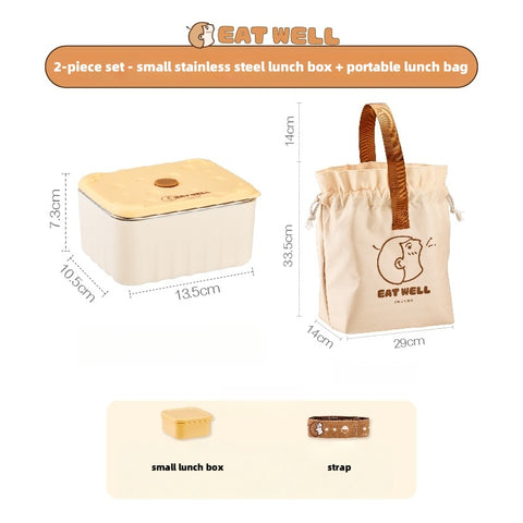 Microwave Safe Stainless Steel Lunch Box with Sauce Dipper - Double Layer Design (600ml/1200ml) | Leakproof | Dishwasher Safe | by EATWELL SHUEHO