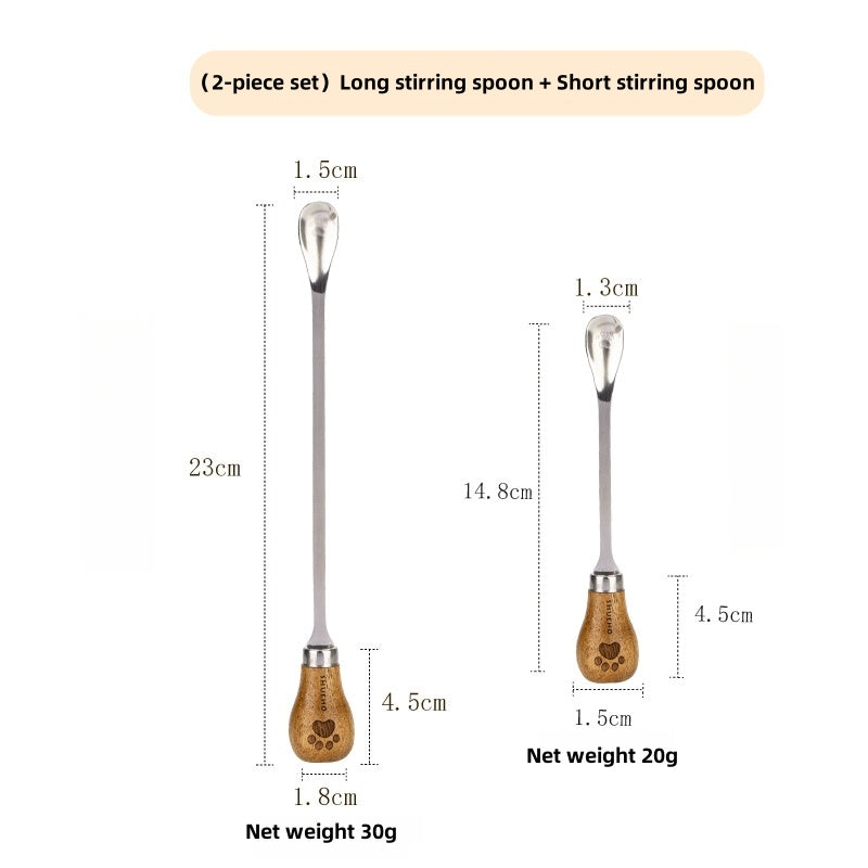 Kexiaobear Standable Mixing Spoon - Stainless Steel with Wooden Handle, Bear Claw Design, Safe for Kids & Cooking