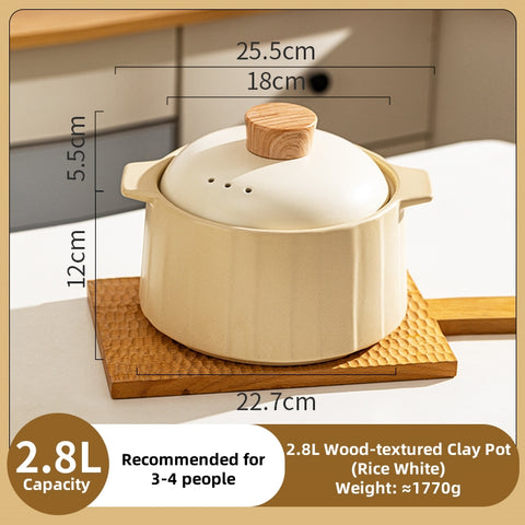 MDZF Sweet Home Softwood Series Casserole – 320°C Heat-Resistant Ceramic Pot with Cork Lid