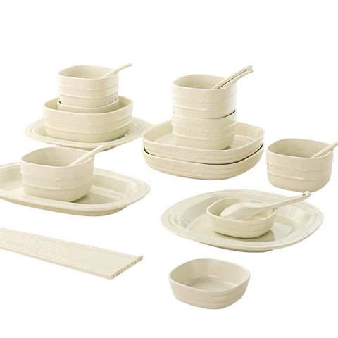 MOCAROSE Square Stoneware Dinnerware Cream White