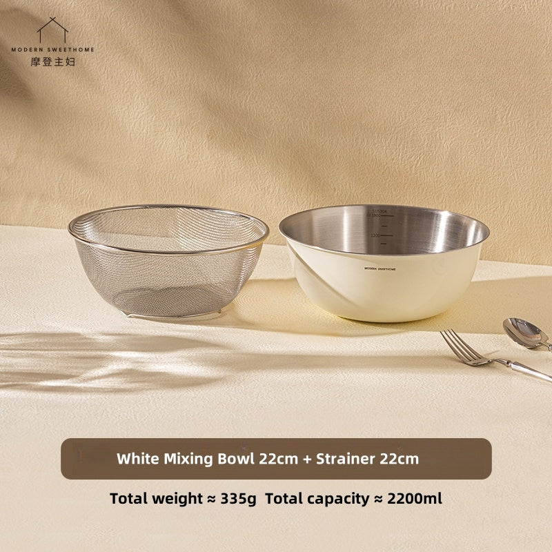 MONAZONE Premium 304 Stainless Steel Mixing Bowls Set - Heavy Duty, French Style Kitchenware with Measurement Marks,  Mixing & Food Prep