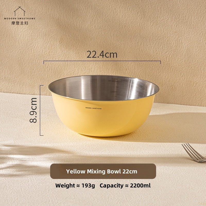 MONAZONE Premium 304 Stainless Steel Mixing Bowls Set - Heavy Duty, French Style Kitchenware with Measurement Marks,  Mixing & Food Prep