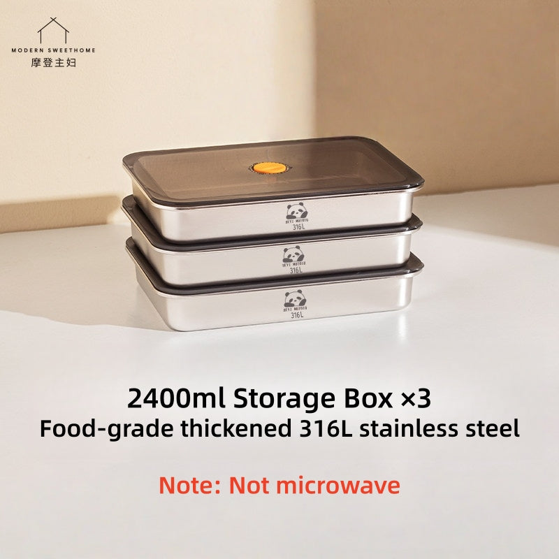 MDZF 316L Stainless Steel Dumpling Storage Container – 2400ml Large Capacity Freezer-Safe Food Storage Box with Airtight Lid, Stackable, BPA-Free, Dishwasher & Oven Safe