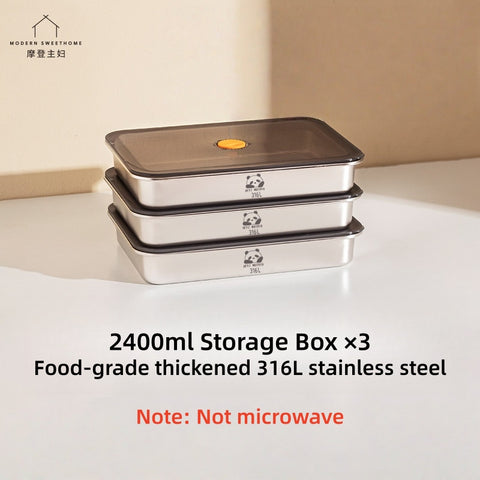 MDZF 316L Stainless Steel Dumpling Storage Container – 2400ml Large Capacity Freezer-Safe Food Storage Box with Airtight Lid, Stackable, BPA-Free, Dishwasher & Oven Safe